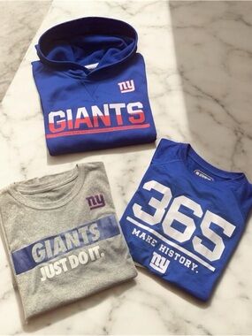 Nike Under Armour NY Giants Kids Bundle Hoodie Tees | Youth S | Size 7/8